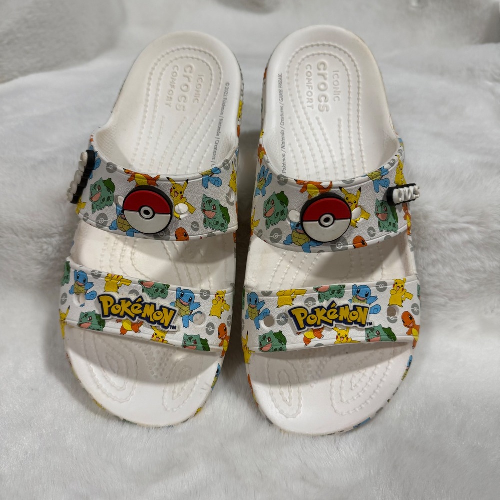 Crocs Classic Pokemon II Sandals White Multi Pikachu Slides Mens 7 Womens 9 - Picture 2 of 8
